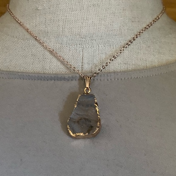 Galaxy Quartz Pendant and Rose Gold Necklace - Picture 8 of 9